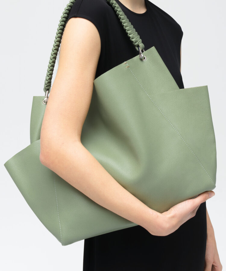 Loom Shoulder Bag in Sage Grained Leather
