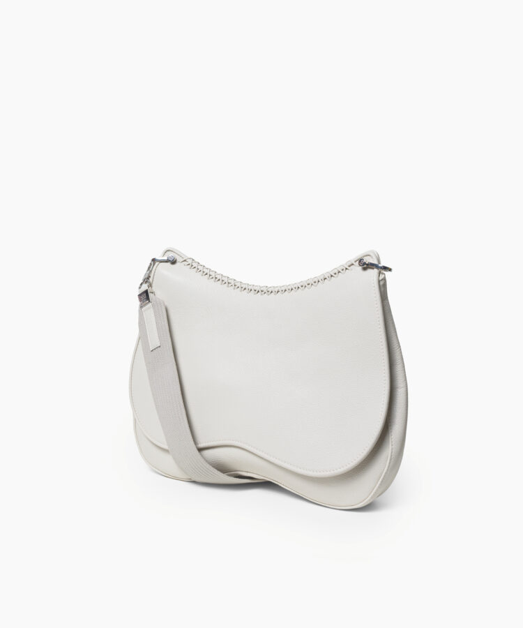 Saddle Bag in Ivory Grained Leather