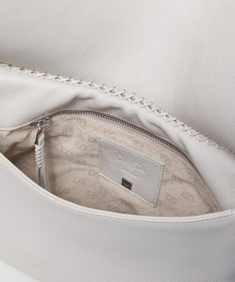 Saddle Bag in Ivory Grained Leather