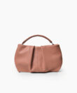 Maxi Pleated Clutch in Peach Grained Leather