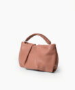 Maxi Pleated Clutch in Peach Grained Leather