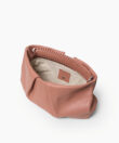 Maxi Pleated Clutch in Peach Grained Leather