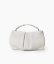 Maxi Pleated Clutch in Ivory Grained Leather