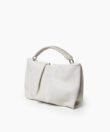 Maxi Pleated Clutch in Ivory Grained Leather