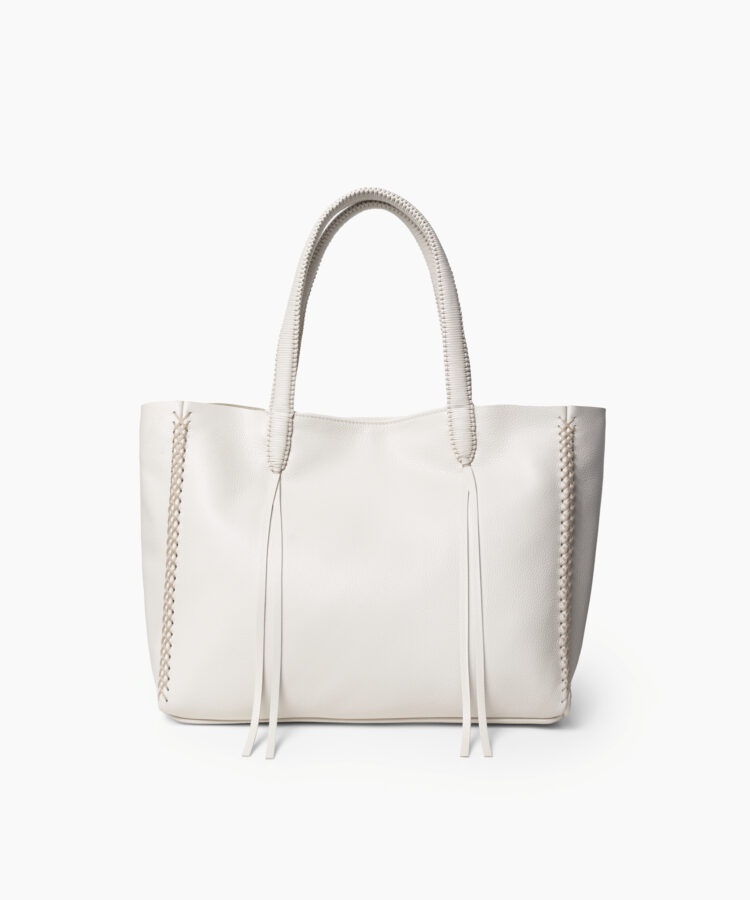 Medium Tote in Ivory Grained Leather