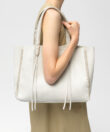 Medium Tote in Ivory Grained Leather