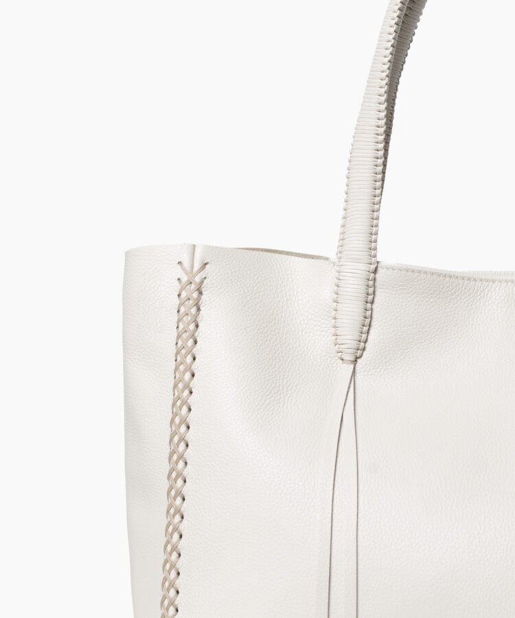 Medium Tote in Ivory Grained Leather