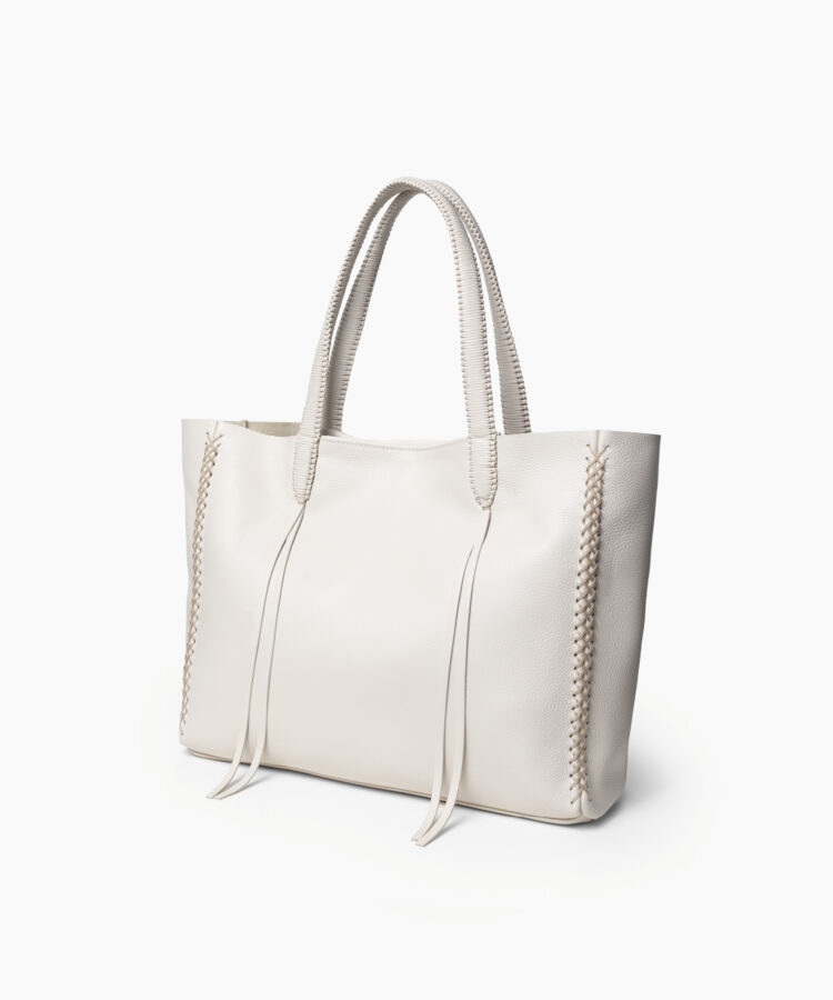 Medium Tote in Ivory Grained Leather