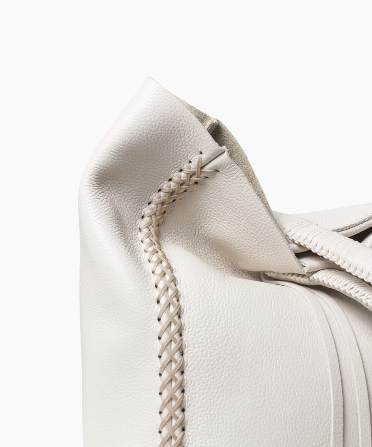 Medium Tote in Ivory Grained Leather