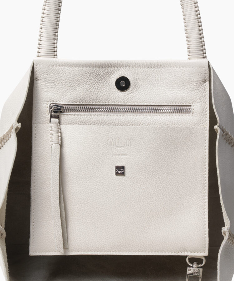 Medium Tote in Ivory Grained Leather