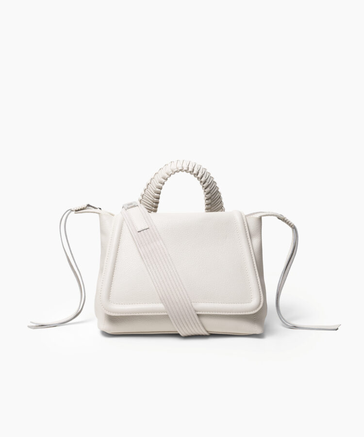 Medium Top Handle Bag in Ivory Grained Leather