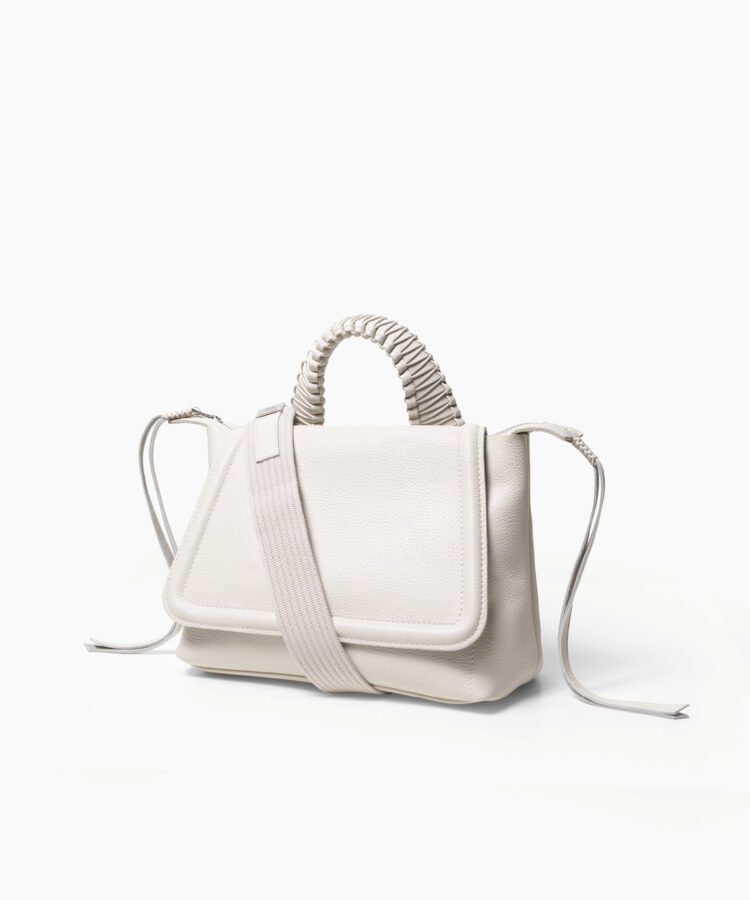 Medium Top Handle Bag in Ivory Grained Leather
