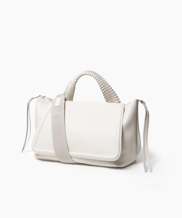 Top Handle Bag in Ivory Grained Leather