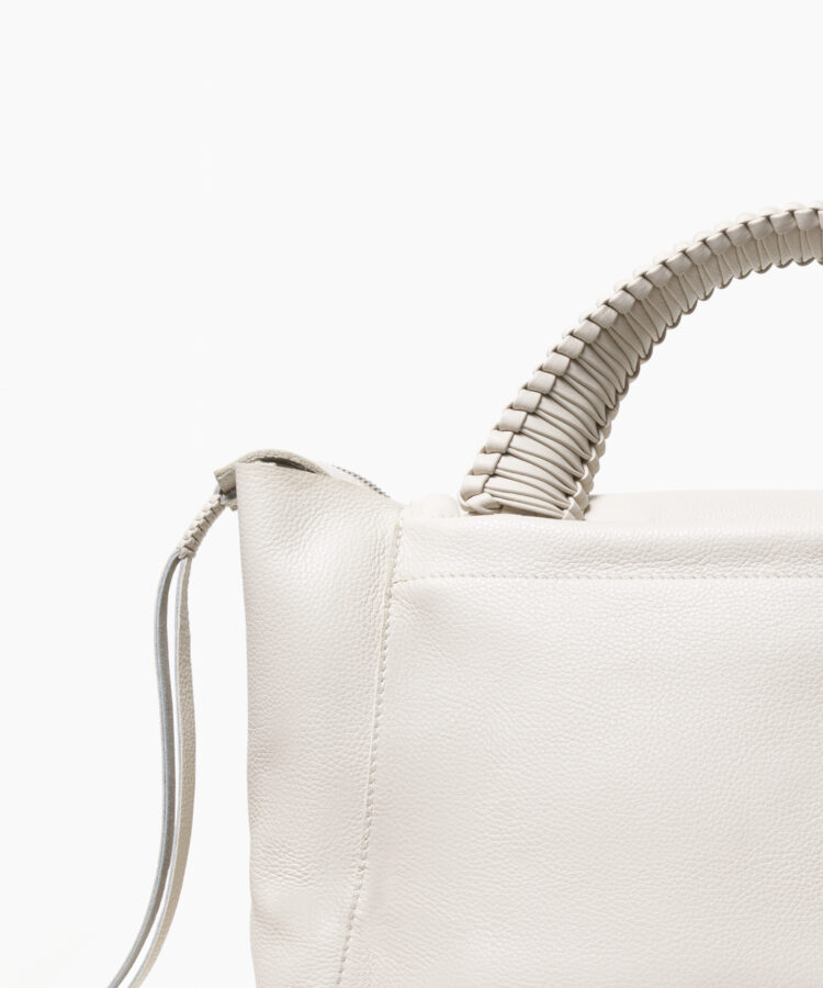 Top Handle Bag in Ivory Grained Leather