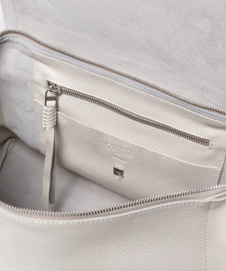 Top Handle Bag in Ivory Grained Leather
