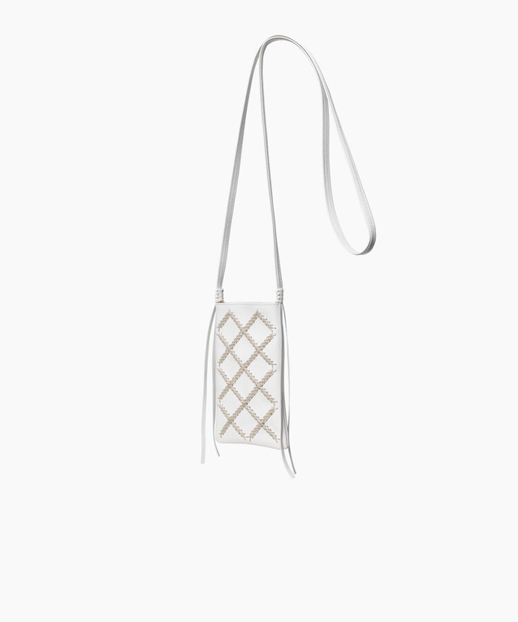 Cross Pocket Bag in White Smooth Leather