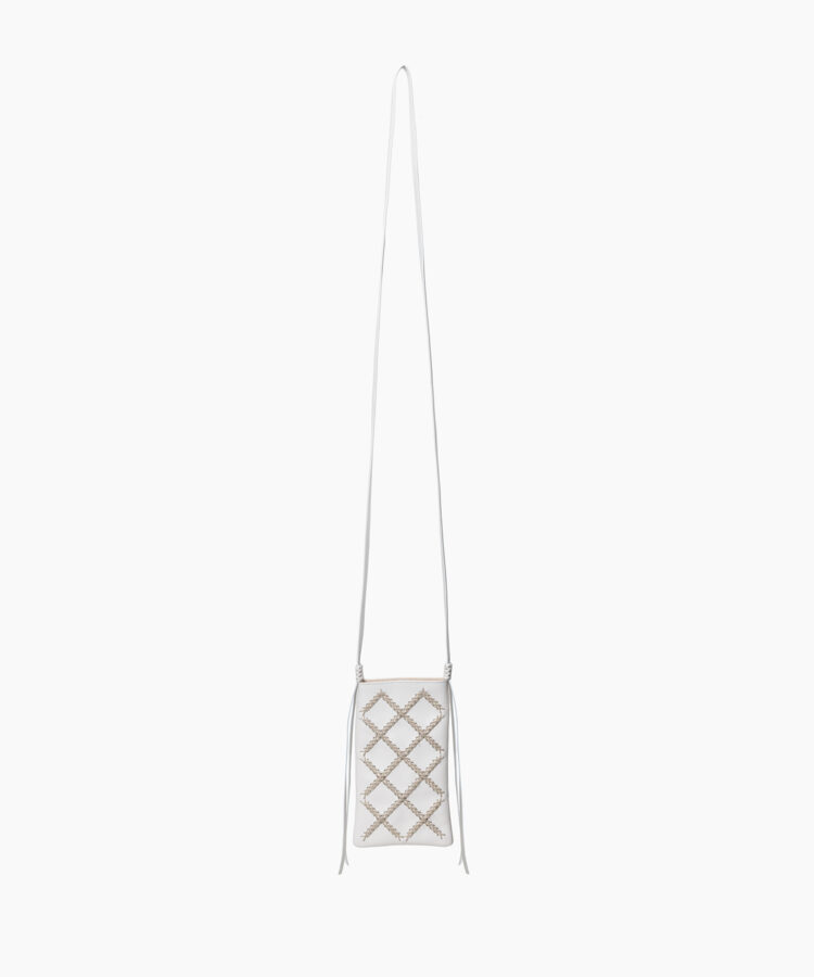 Cross Pocket Bag in White Smooth Leather