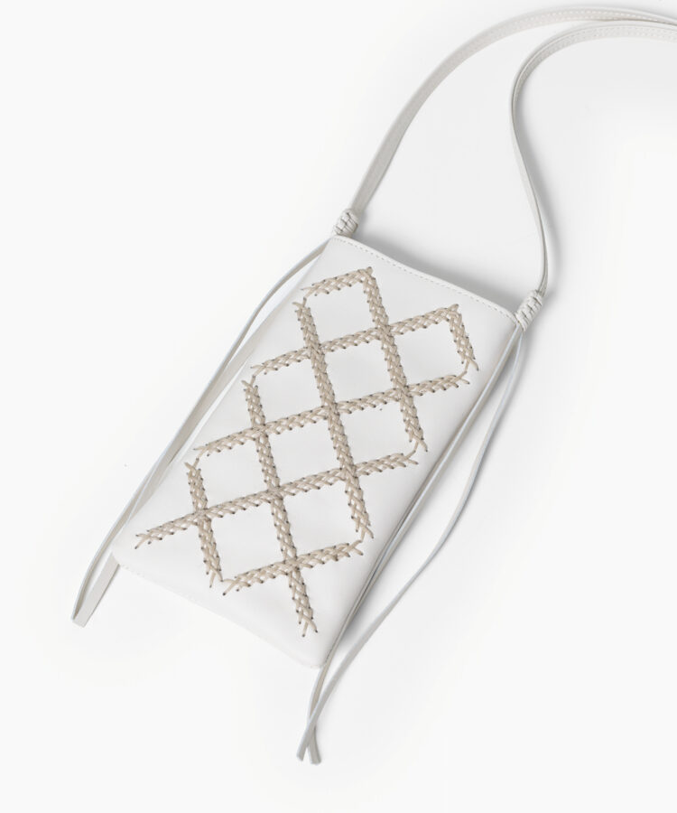 Cross Pocket Bag in White Smooth Leather