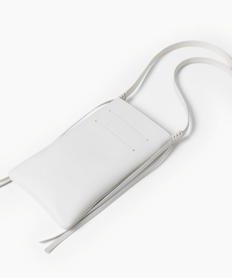 Cross Pocket Bag in White Smooth Leather