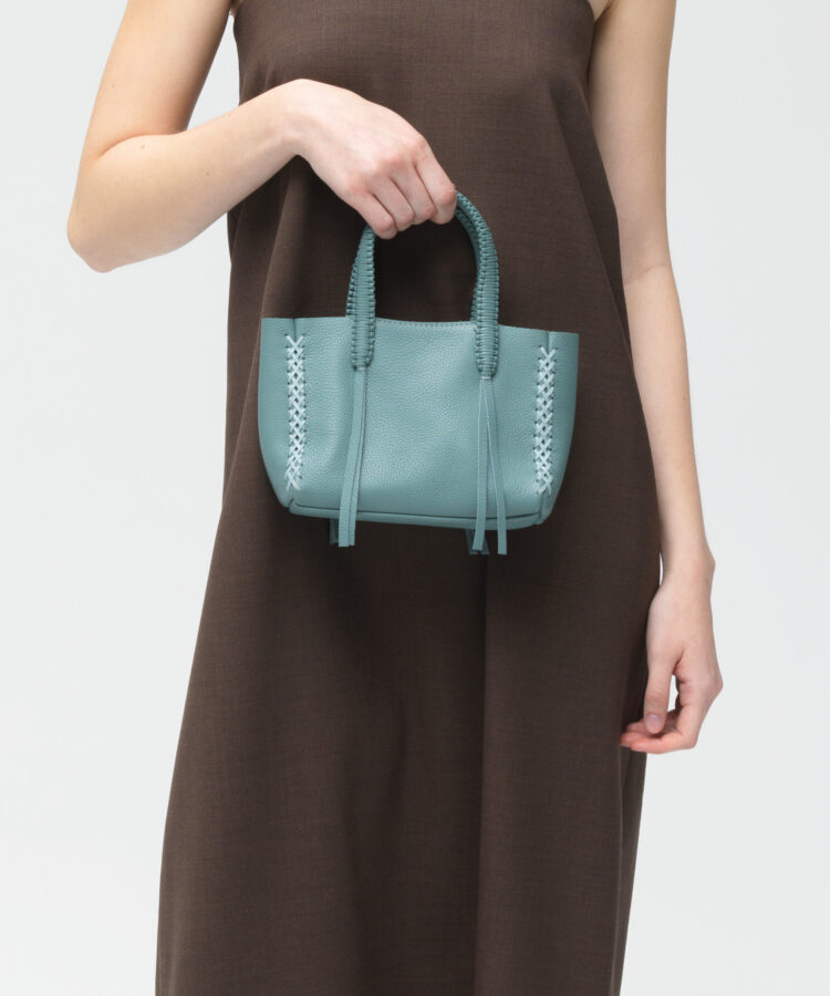 Micro Tote in Sky Grained Leather