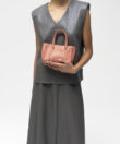 Micro Tote in Peach Grained Leather