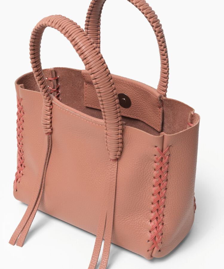 Micro Tote in Peach Grained Leather