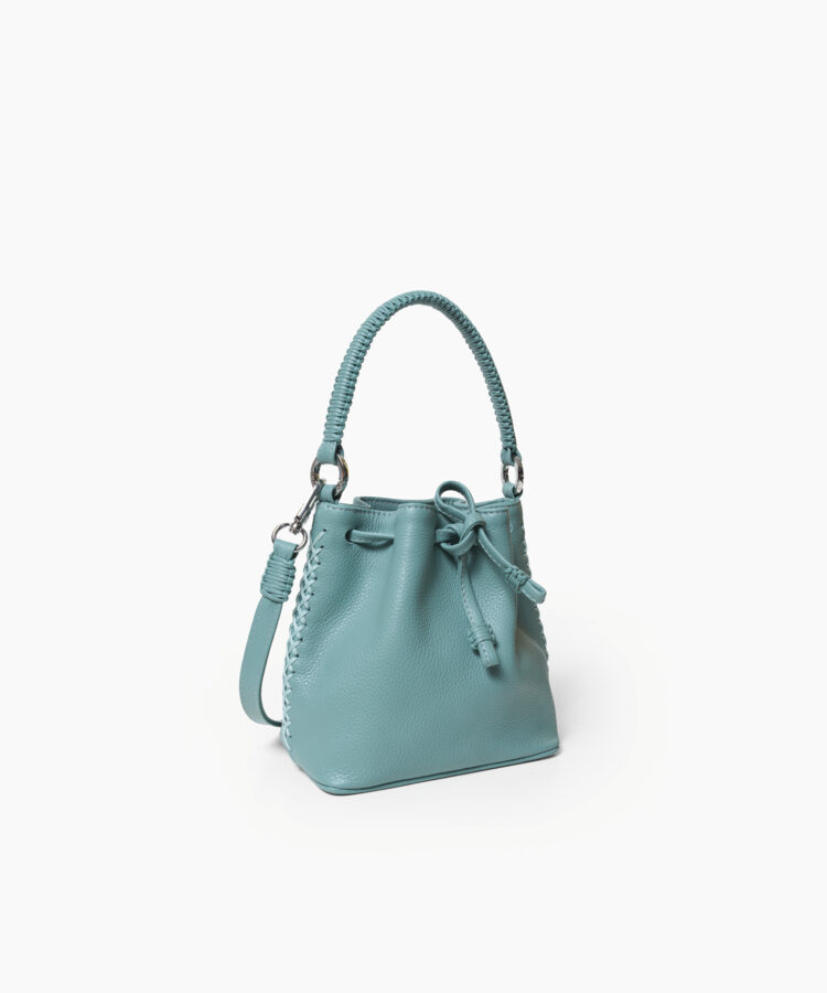 Micro Bucket in Sky Grained Leather