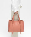 Ara Medium Tote in Peach Grained Leather