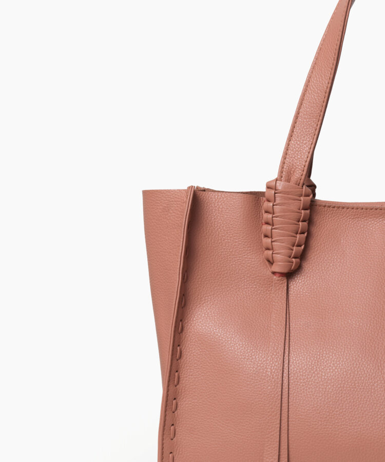 Ara Medium Tote in Peach Grained Leather