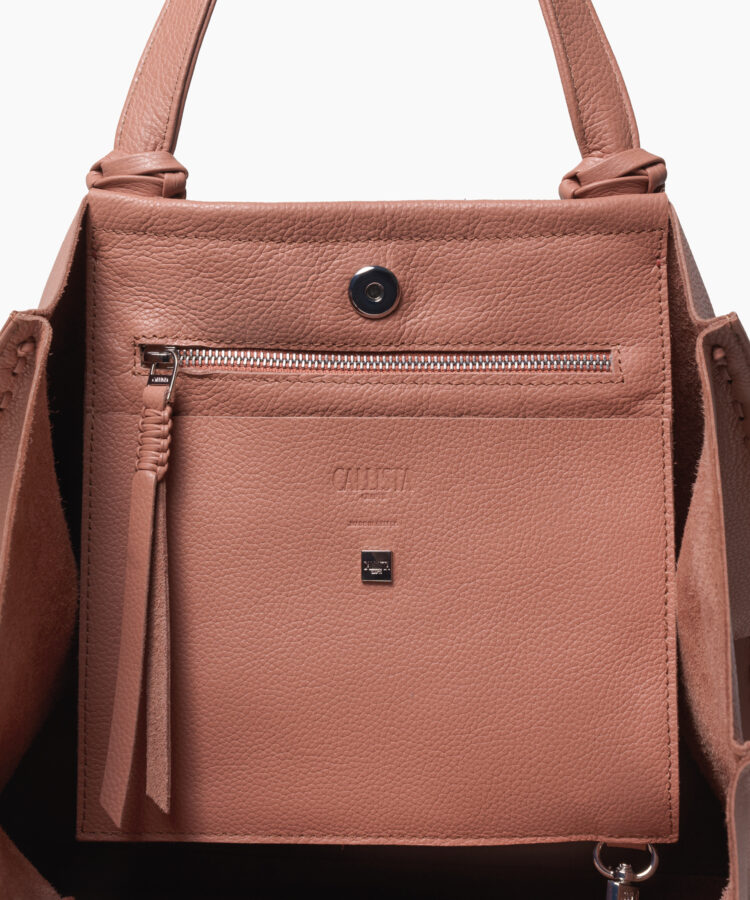 Ara Medium Tote in Peach Grained Leather