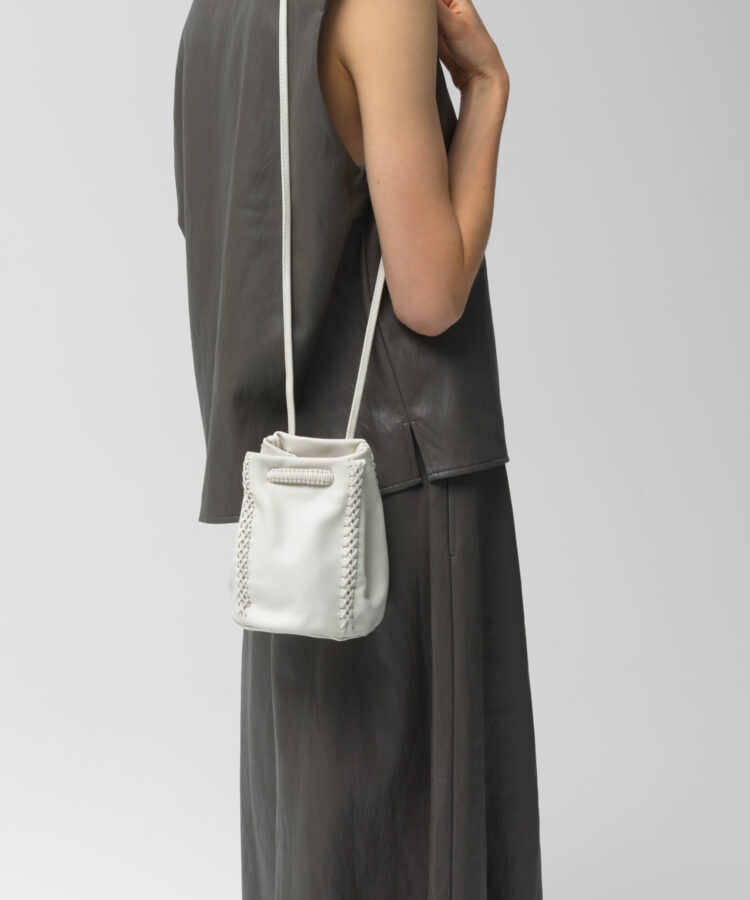 Pouch Bag in White Smooth Leather