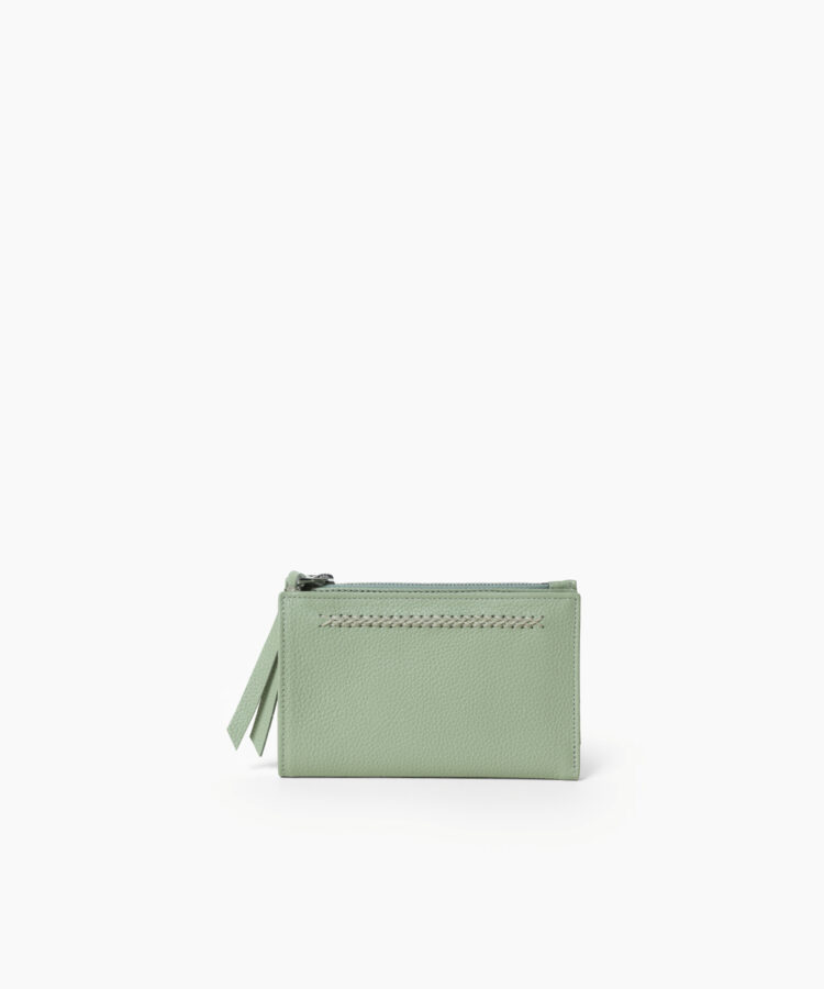 Folded Wallet in Sage Grained Leather