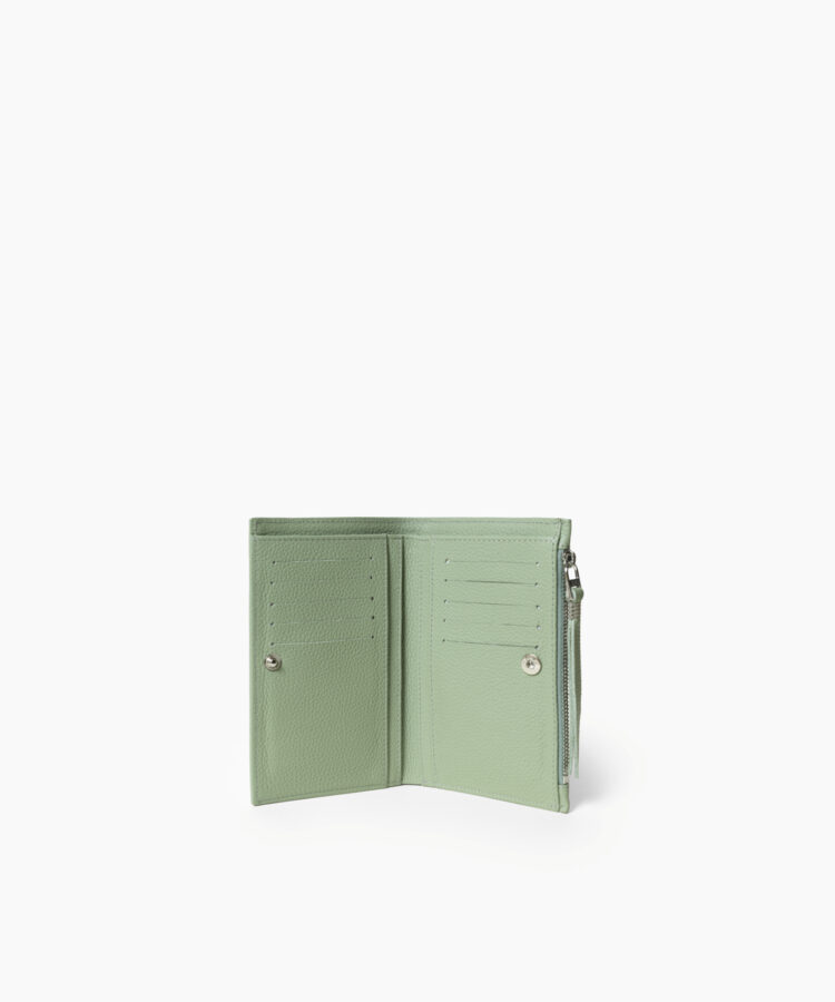 Folded Wallet in Sage Grained Leather