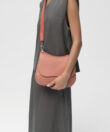 Medium Saddle Bag in Peach Grained Leather