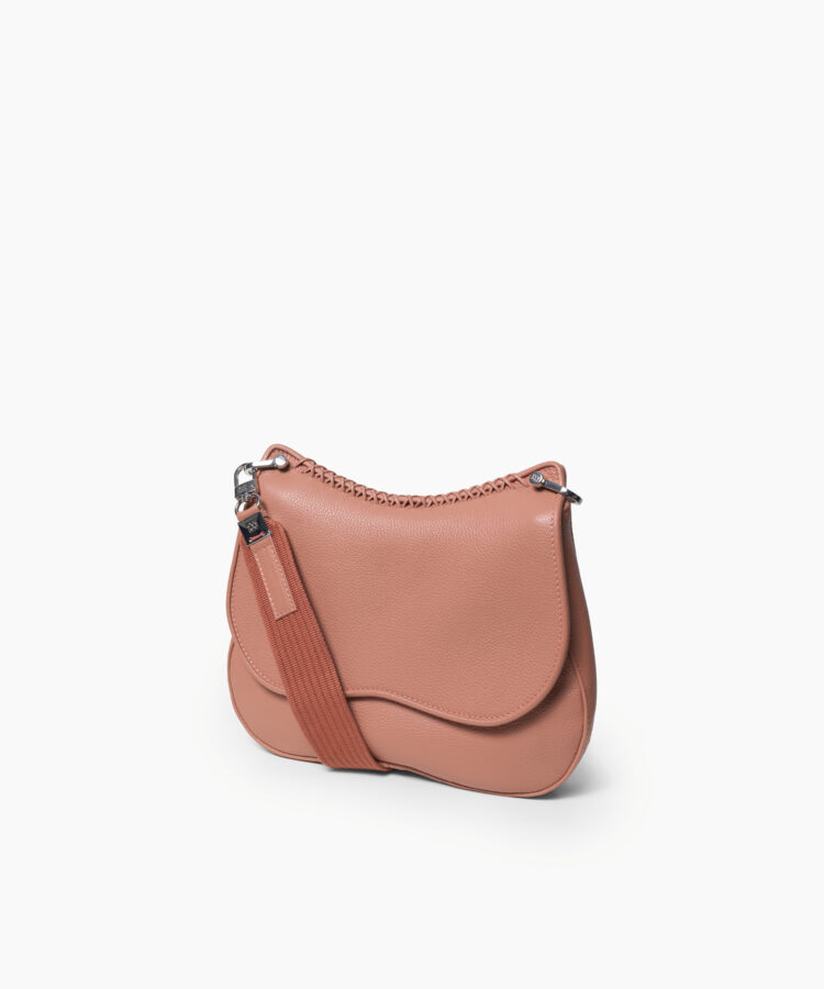Medium Saddle Bag in Peach Grained Leather