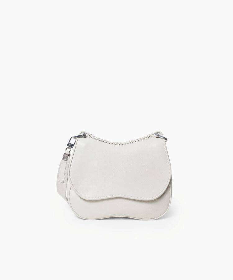 Medium Saddle Bag in Ivory Grained Leather