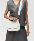 Medium Saddle Bag in Ivory Grained Leather
