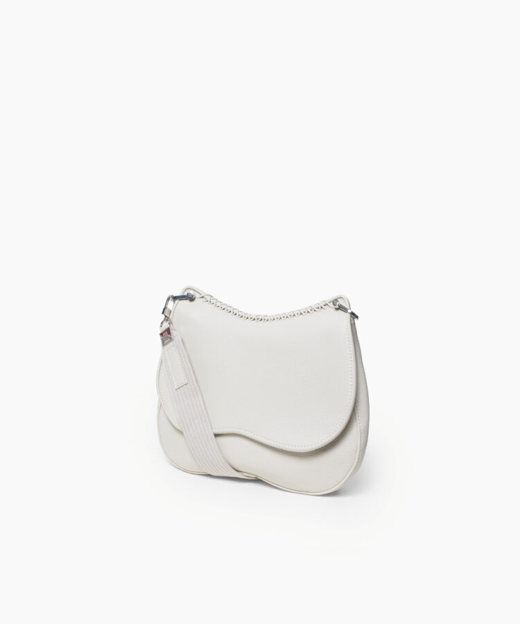 Medium Saddle Bag in Ivory Grained Leather