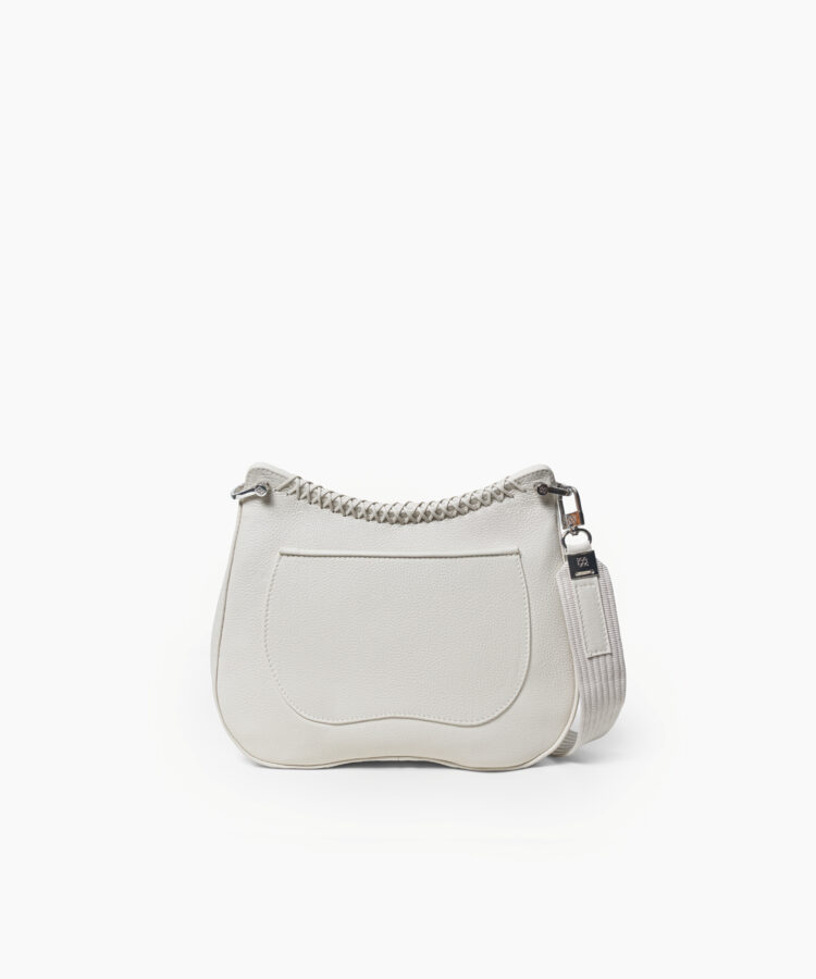 Medium Saddle Bag in Ivory Grained Leather
