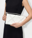 Folded Clutch in White Smooth Leather