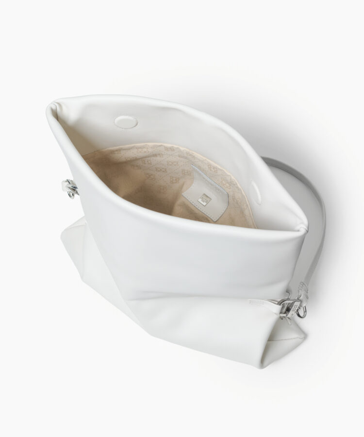Folded Clutch in White Smooth Leather