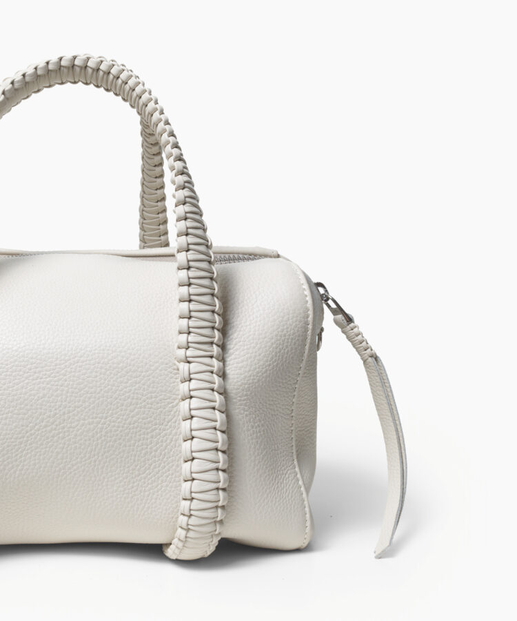 Medium Bowling in Ivory Grained Leather