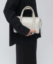 Medium Bowling in Ivory Grained Leather