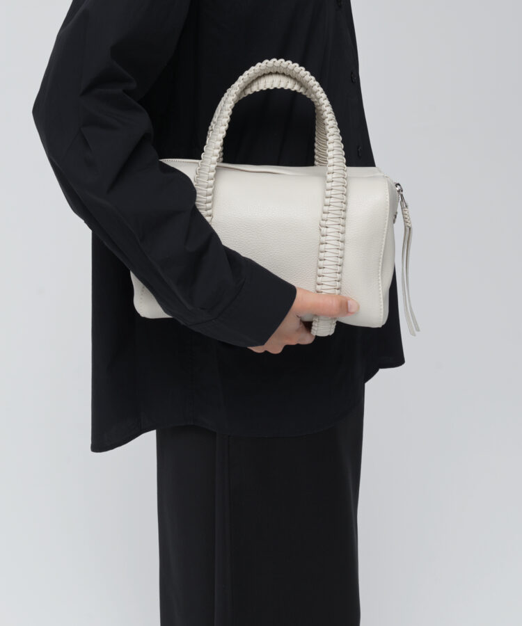 Medium Bowling in Ivory Grained Leather