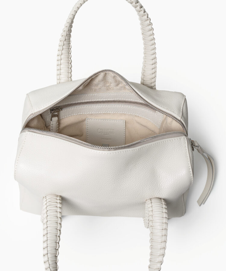 Medium Bowling in Ivory Grained Leather