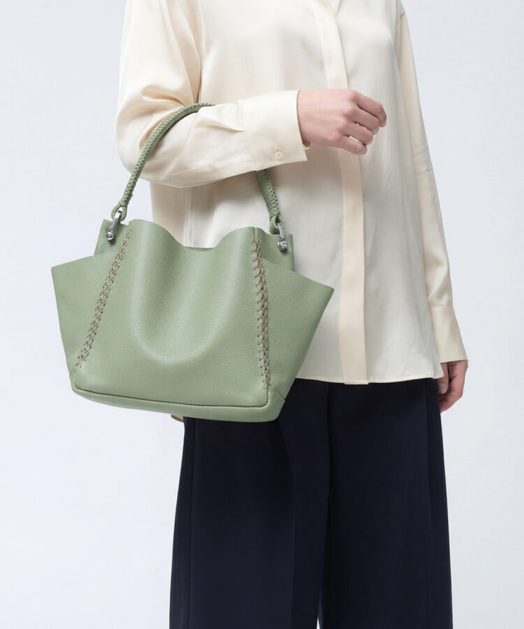 Mini Shoulder Bag in Sage Grained Leather