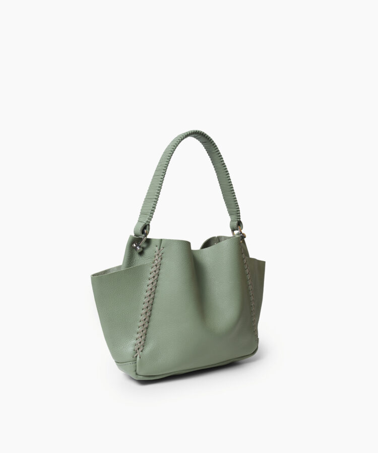 Mini Shoulder Bag in Sage Grained Leather