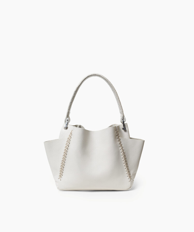 Mini Shoulder Bag in Ivory Grained Leather