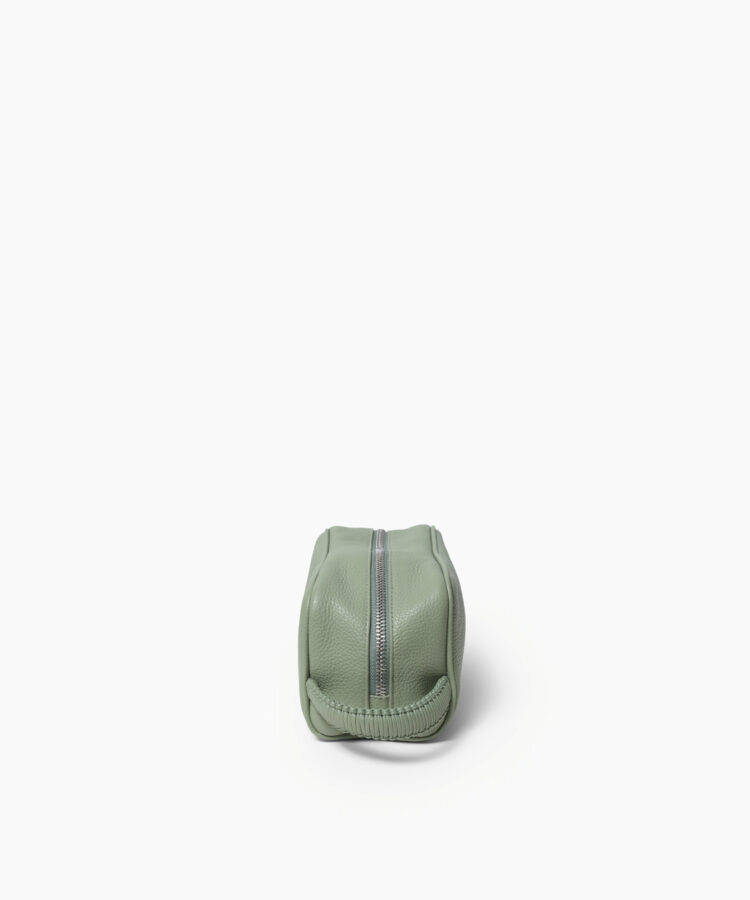 Mini Wash Bag in Sage Grained Leather