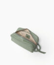 Mini Wash Bag in Sage Grained Leather